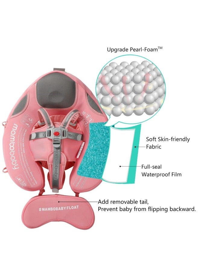 Baby swimming float, Baby Pool Float 3 Months-4 Years,Baby Float with Canopy,Tail and Harness,Non-Inflatable Infant Pool Float with Sunshade,Waterproof and Quick Drying(Pink)