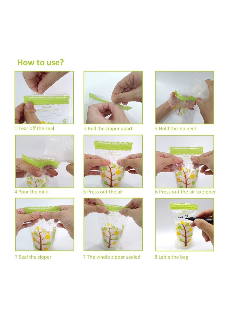 Breastmilk Storage Bags, 112 Count BPA-free Milk Storage & Freezing Bag Container, 200ml Capacity Breast Milk Fresh Bags for Baby Infants Newborn