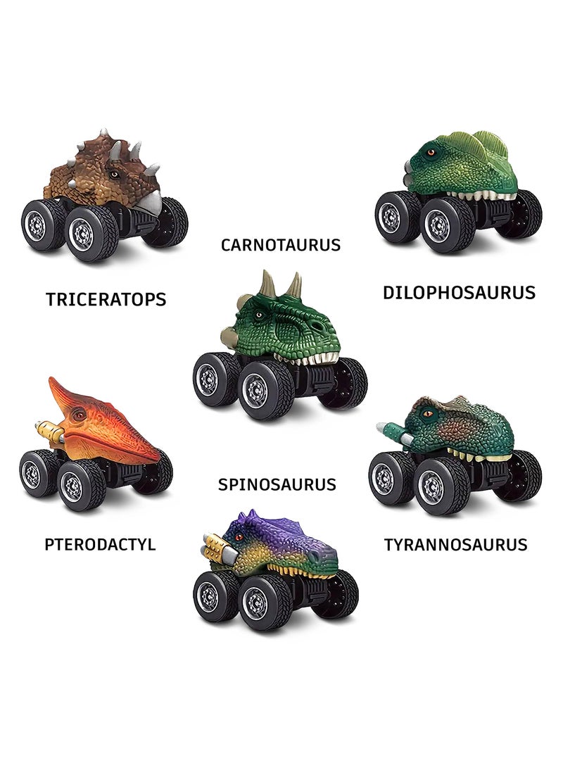 Dinosaur Toys Pull Back Cars, Dino Car Toy Set for Kids, Pull Back Vehicles for Dinosaur Games, Birthday Gifts for Age 2 3 4 5 6 Year Old Toddlers Boys Girls (6 Pack)