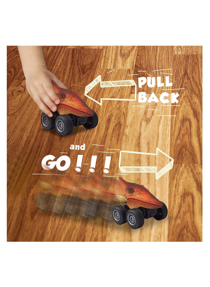 Dinosaur Toys Pull Back Cars, Dino Car Toy Set for Kids, Pull Back Vehicles for Dinosaur Games, Birthday Gifts for Age 2 3 4 5 6 Year Old Toddlers Boys Girls (6 Pack)
