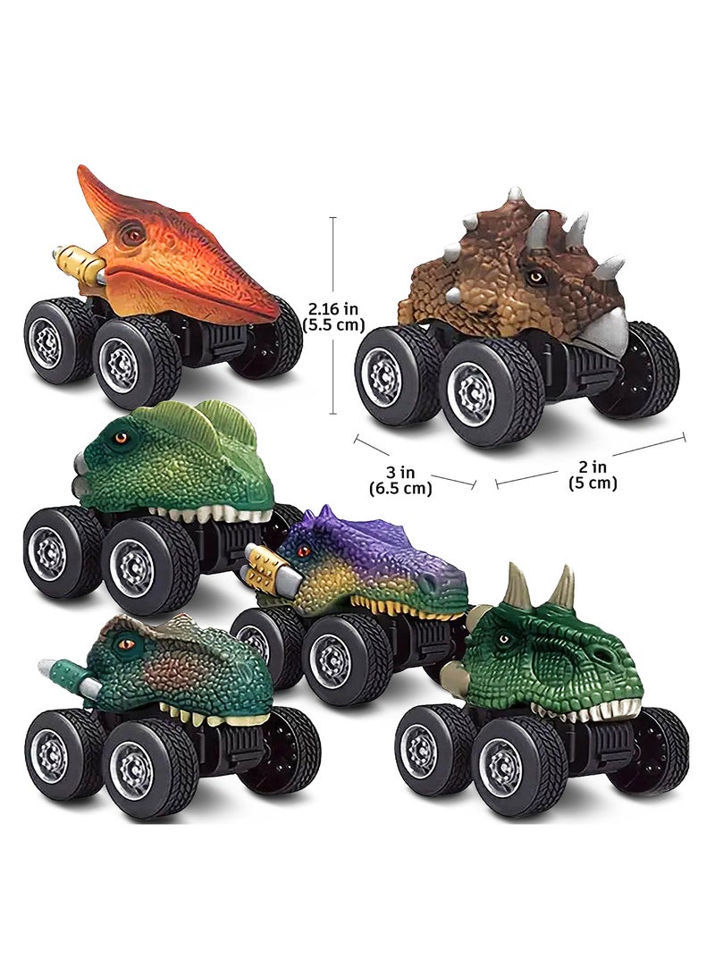 Dinosaur Toys Pull Back Cars, Dino Car Toy Set for Kids, Pull Back Vehicles for Dinosaur Games, Birthday Gifts for Age 2 3 4 5 6 Year Old Toddlers Boys Girls (6 Pack)