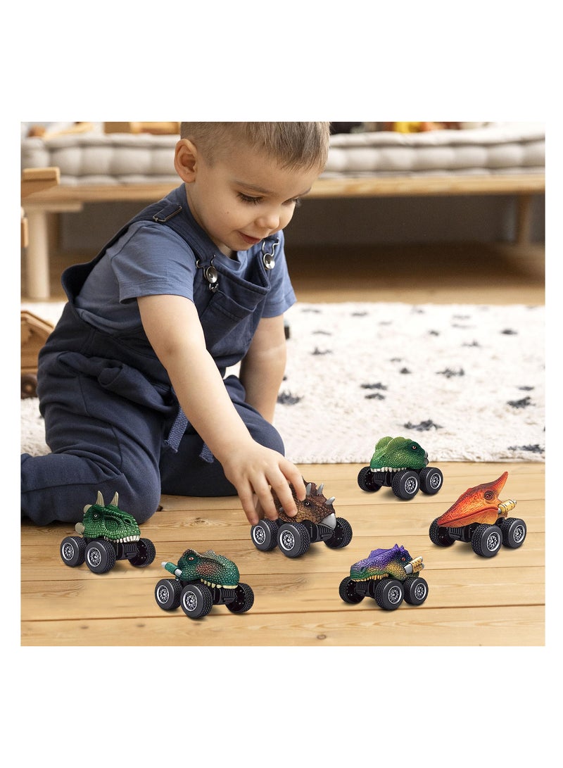 Dinosaur Toys Pull Back Cars, Dino Car Toy Set for Kids, Pull Back Vehicles for Dinosaur Games, Birthday Gifts for Age 2 3 4 5 6 Year Old Toddlers Boys Girls (6 Pack)