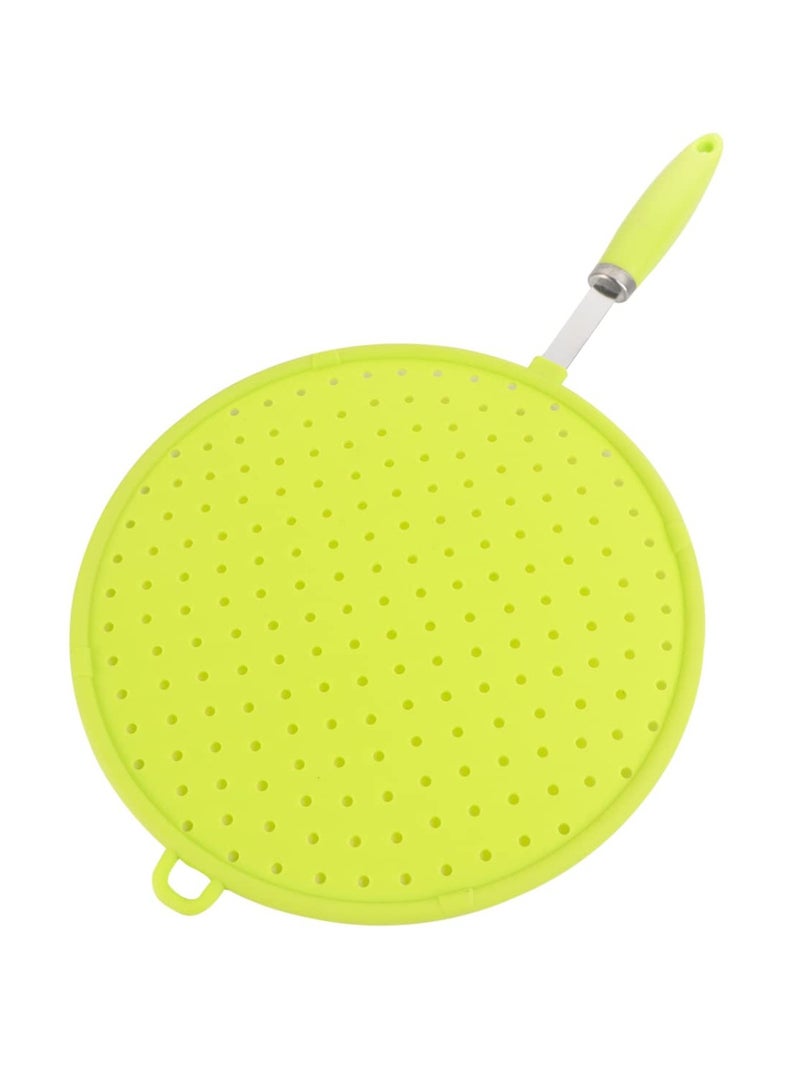 Stainless Griddle Silicone Pot Lids Skillet Pan Splatter Screen for Cooking Stove Grease Guard Grease Screen Cooking Anti Spill Lid Cover Anti Oil Pot Lid Pot Safeguard Frying Pan(Green)