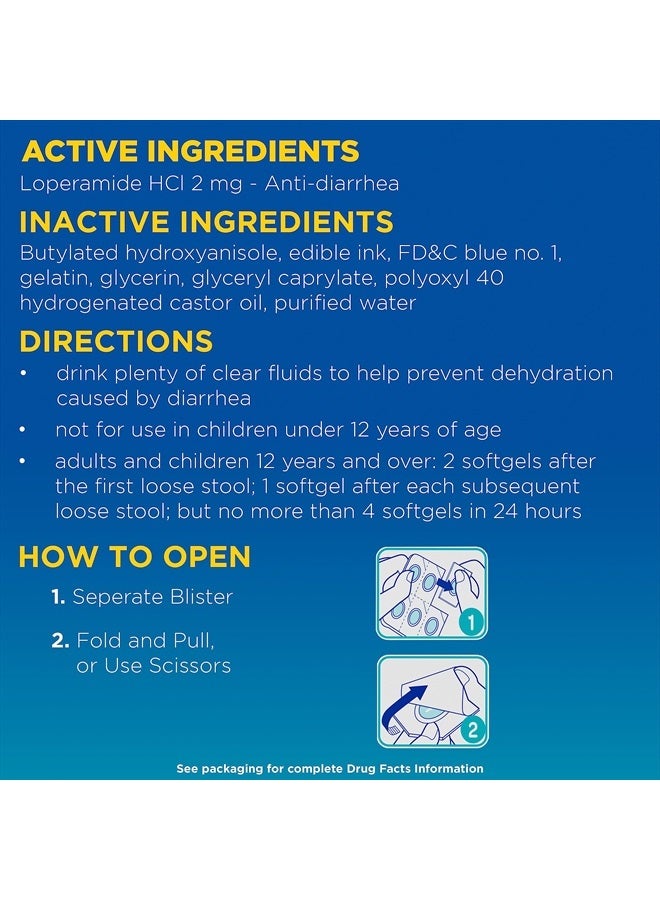 A-D Anti-Diarrheal Medicine Softgels with 2 mg Loperamide Hydrochloride per Capsule, Diarrhea Relief to Help Control Symptoms Due to Acute - 24 ct