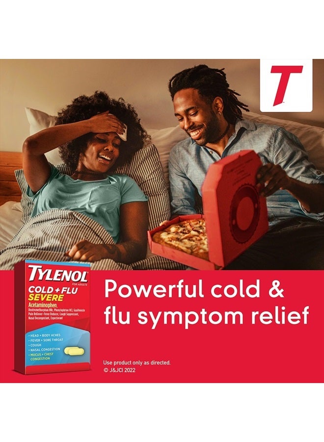 Cold + Flu Severe Medicine Caplets for Cold, Flu, Fever & Cough Relief, 50 Pouches of 2 ct.