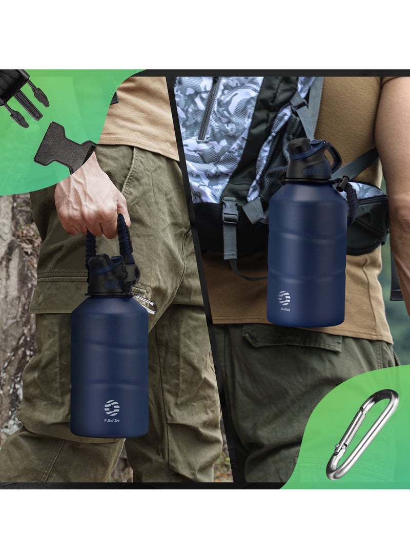 Fjbottle Stainless Steel Water Bottle 1.9L Double-Walled with Magnetic Lid, BPA Free Vacuum Insulated Water Bottle, Big Metal Drinking Bottle Large Capacity Jug Leak-Proof for Sports, Camping, Gym