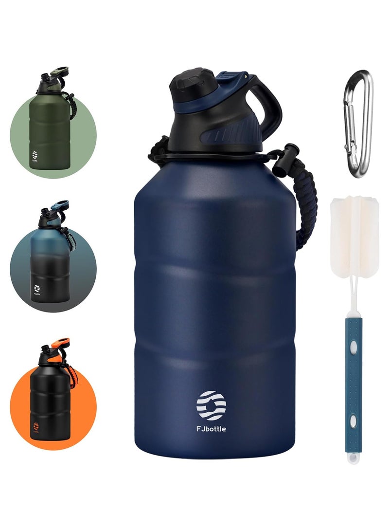 Fjbottle Stainless Steel Water Bottle 1.9L Double-Walled with Magnetic Lid, BPA Free Vacuum Insulated Water Bottle, Big Metal Drinking Bottle Large Capacity Jug Leak-Proof for Sports, Camping, Gym