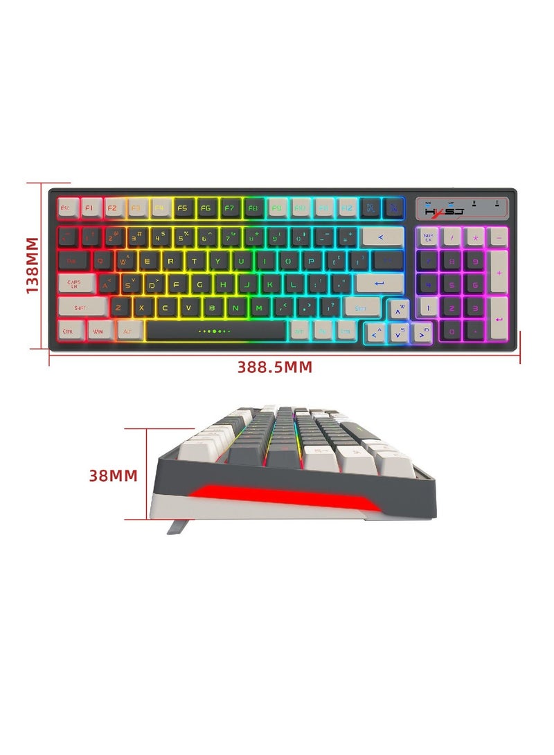 L900  Gaming Keyboard RGB Backlit Two Color Injection Molding Keycap Gray And White Color Matching 2.4G Wireless Keyboard