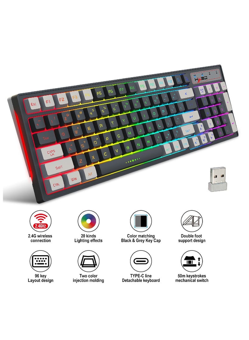 L900  Gaming Keyboard RGB Backlit Two Color Injection Molding Keycap Gray And White Color Matching 2.4G Wireless Keyboard