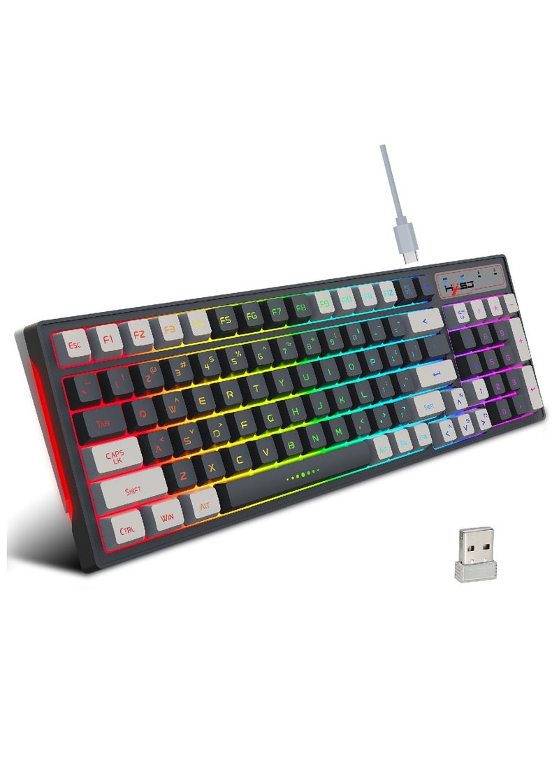 L900  Gaming Keyboard RGB Backlit Two Color Injection Molding Keycap Gray And White Color Matching 2.4G Wireless Keyboard