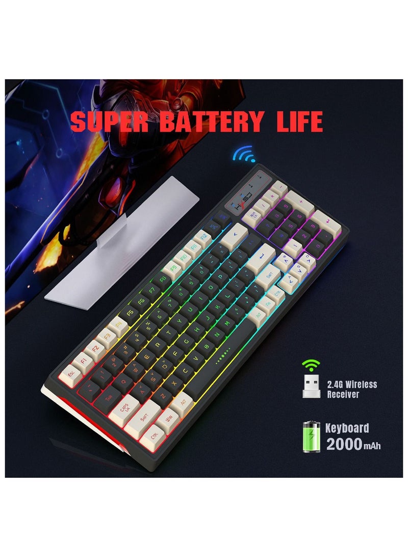 L900  Gaming Keyboard RGB Backlit Two Color Injection Molding Keycap Gray And White Color Matching 2.4G Wireless Keyboard