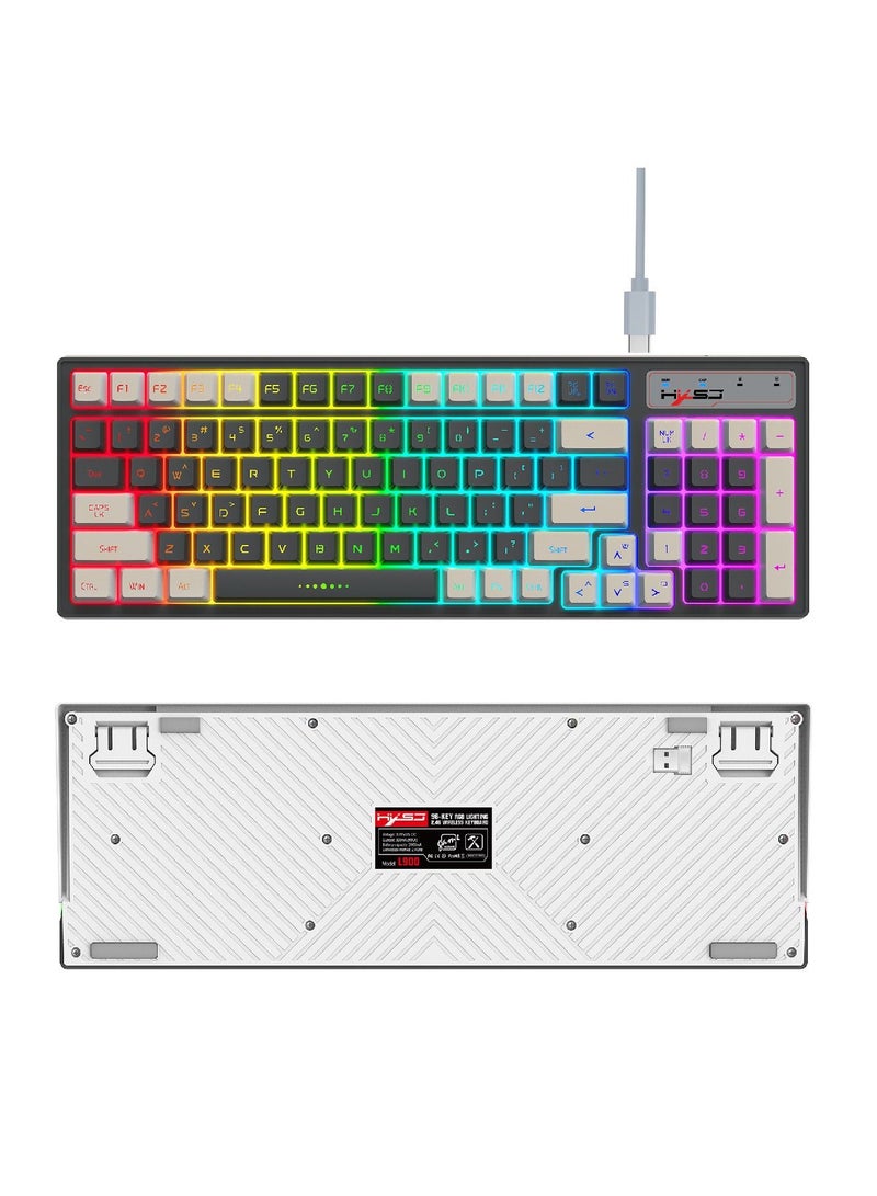 L900  Gaming Keyboard RGB Backlit Two Color Injection Molding Keycap Gray And White Color Matching 2.4G Wireless Keyboard