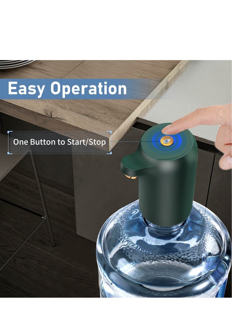 Water Dispenser Water Bottle Pump One Button Operation Water Pump for 5 Gallon Bottle Portable USB Charging Electric Bottle Pump for Office Home Camping Kitchen