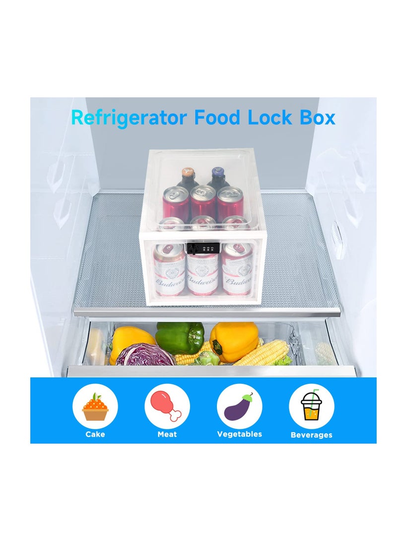 Clear Medication Lock Box, Lockable Storage Box for Safe Medicine Storage, Refrigerator Food Snack Locking Box iPad Phone Lock Box for School Office and Kitchen Home Safety