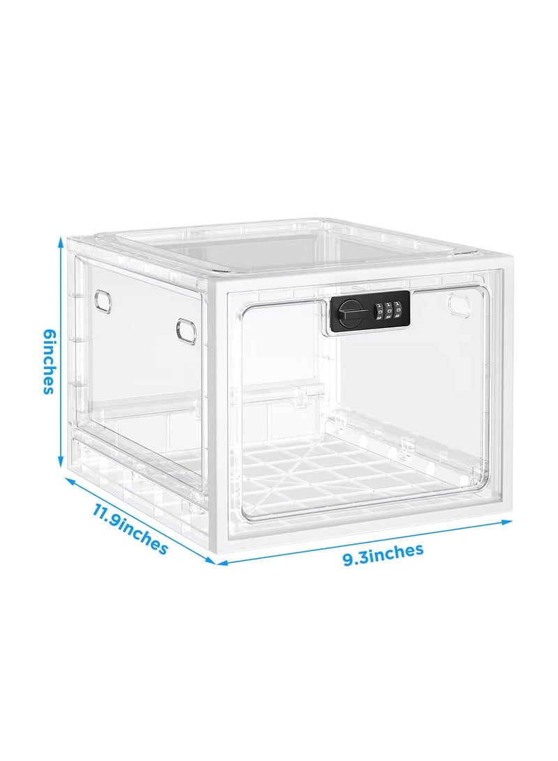 Clear Medication Lock Box, Lockable Storage Box for Safe Medicine Storage, Refrigerator Food Snack Locking Box iPad Phone Lock Box for School Office and Kitchen Home Safety