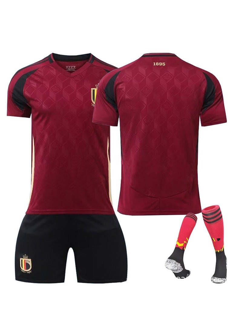 2024 European Cup Belgium Children's Youth Football Jersey Three-Piece Set No Number