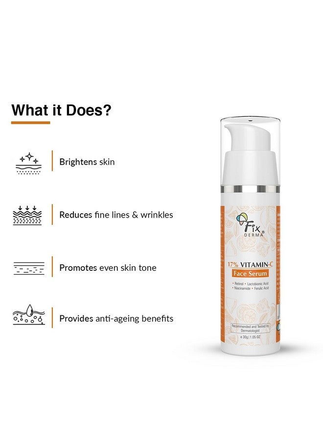 17% Vitamin C Face Serum For Glowing Skin Retinol Face Serum Skin Brightening Vit C Serum For Women And Men Anti Aging Night Face Serum Niacinamide Serum 30G