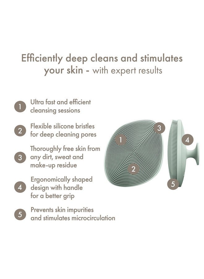 Smartappguided™ Facial Brush 4 In 1 Professional Facial Cleansing Brush With Handle Skin Cleansing Soft Silicone Facial Brush Routine Skincare Gentle Cleansing Facial Cleanser