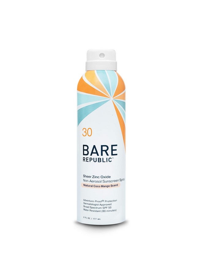 Mineral Sunscreen Spf 30 Sunblock Spray Sheer And Nongreasy Finish Coconut Mango Scent 6 Fl Oz