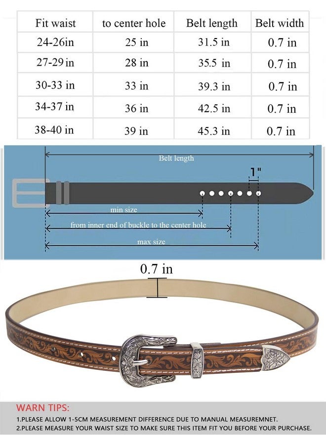 Girls Western Belts For Women Brown Cowgirl Belt Cowboy Floral Embossed Thin Skinny Belt For Jeans Dresses Country Concert Outfit