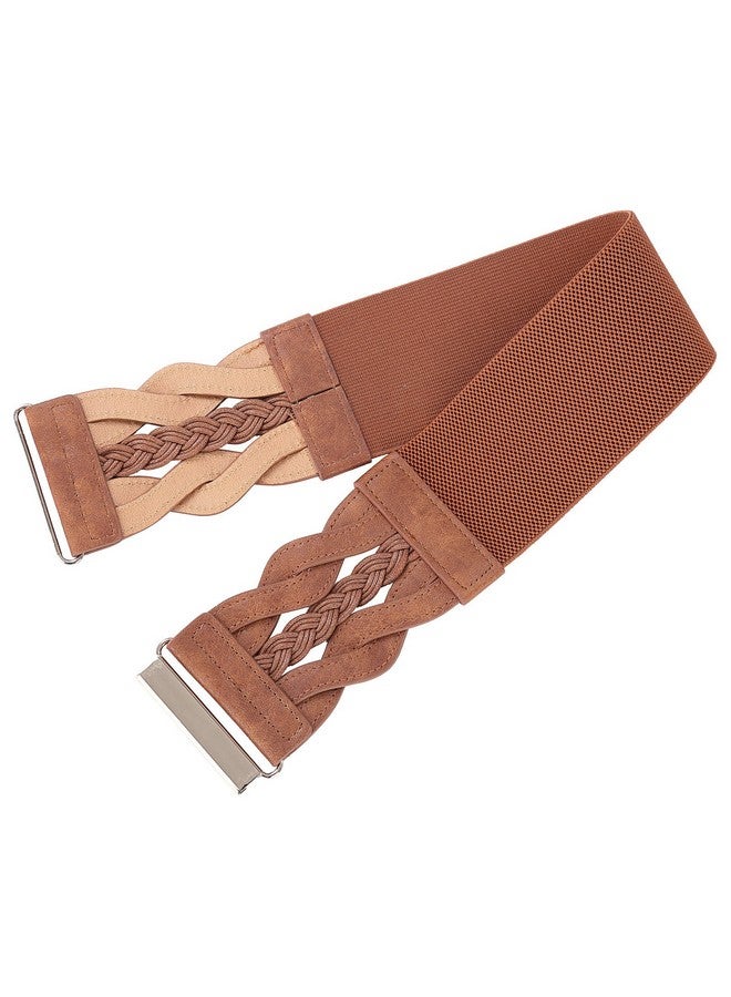 Womens 1950S Vintage Belt Stretch Retro Wide Waist Cinch Belts For Dress Brown L
