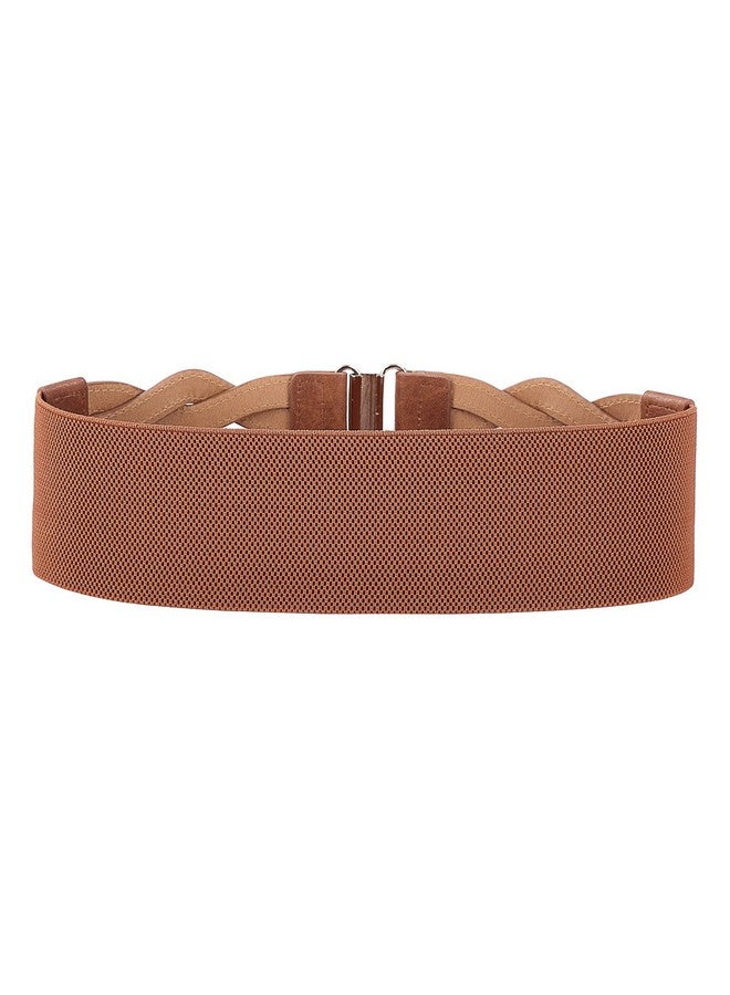 Womens 1950S Vintage Belt Stretch Retro Wide Waist Cinch Belts For Dress Brown L