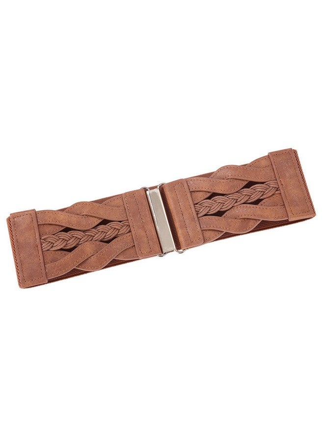 Womens 1950S Vintage Belt Stretch Retro Wide Waist Cinch Belts For Dress Brown L