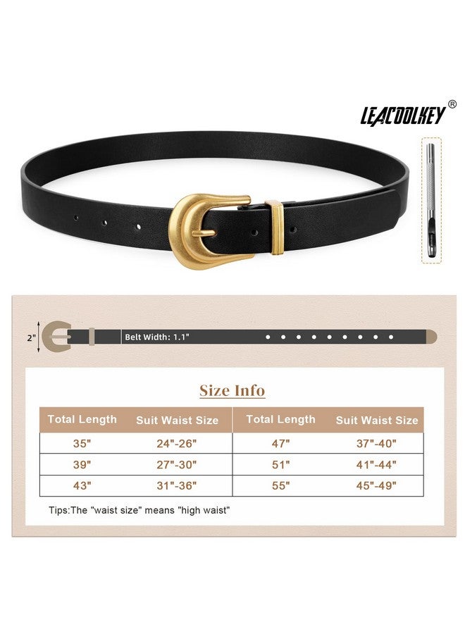 Women Western Belt Fashion Leather Belt With Gold Buckle For Jeans Pants Plus Size