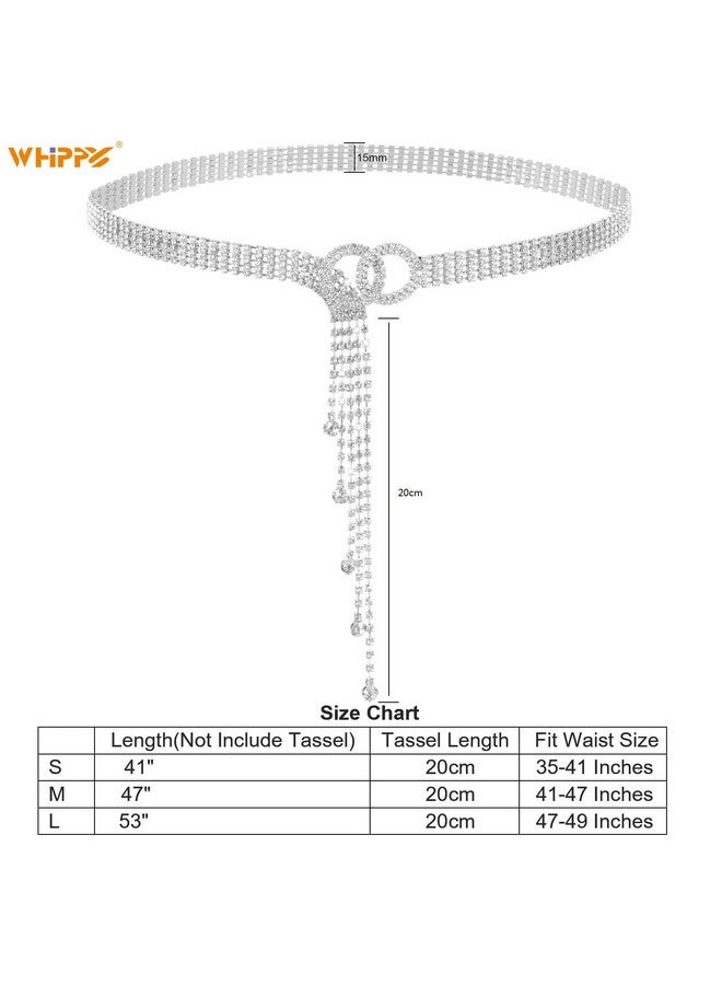 Women Rhinestone Belt Silver Shiny Diamond Fashion Crystal Ladies Double Oring Waist Belt For Dresses Fit Waist Size 4749 Inches