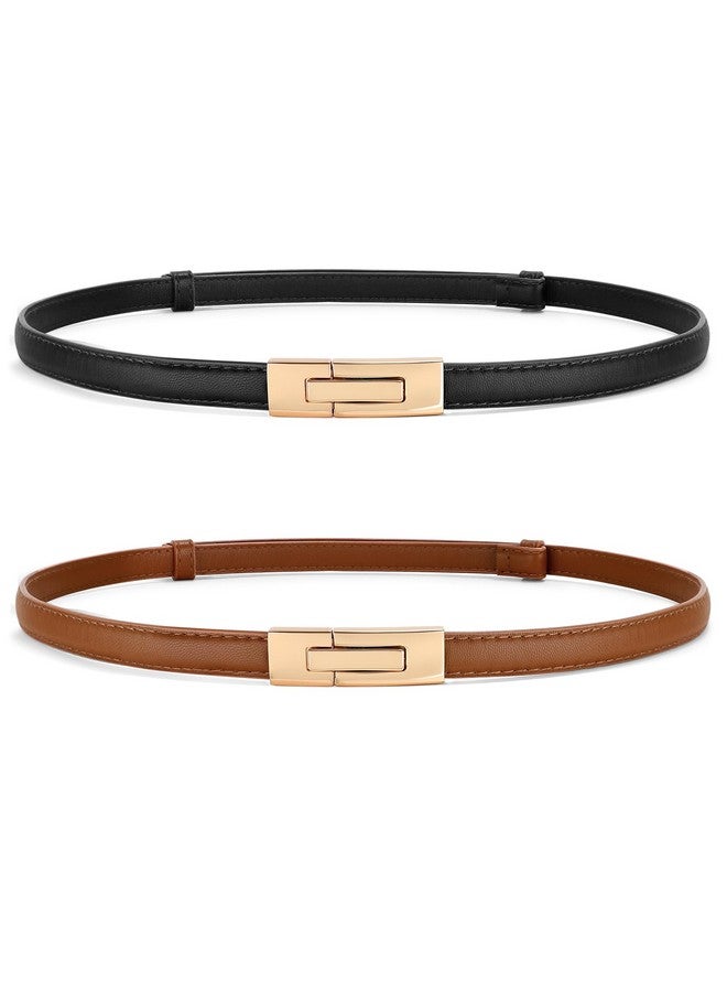 Women'S Leather Skinny Belts For Dress Adjustable Vintage Thin Waist Belt For Ladies0.6