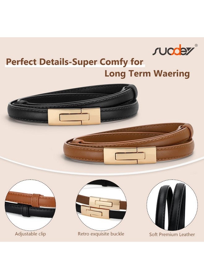 Women'S Leather Skinny Belts For Dress Adjustable Vintage Thin Waist Belt For Ladies0.6