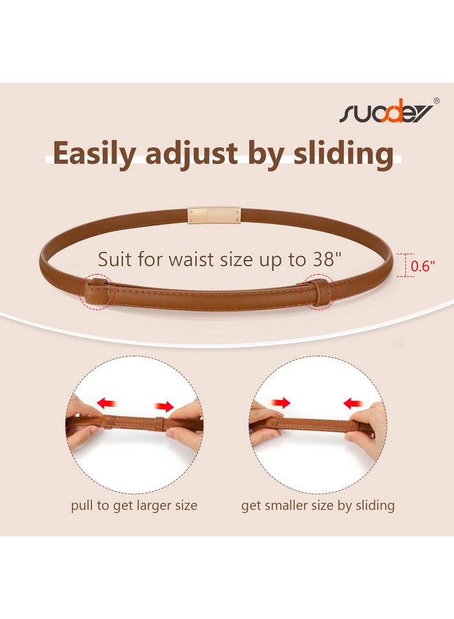 Women'S Leather Skinny Belts For Dress Adjustable Vintage Thin Waist Belt For Ladies0.6