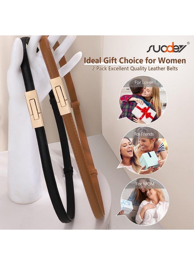 Women'S Leather Skinny Belts For Dress Adjustable Vintage Thin Waist Belt For Ladies0.6