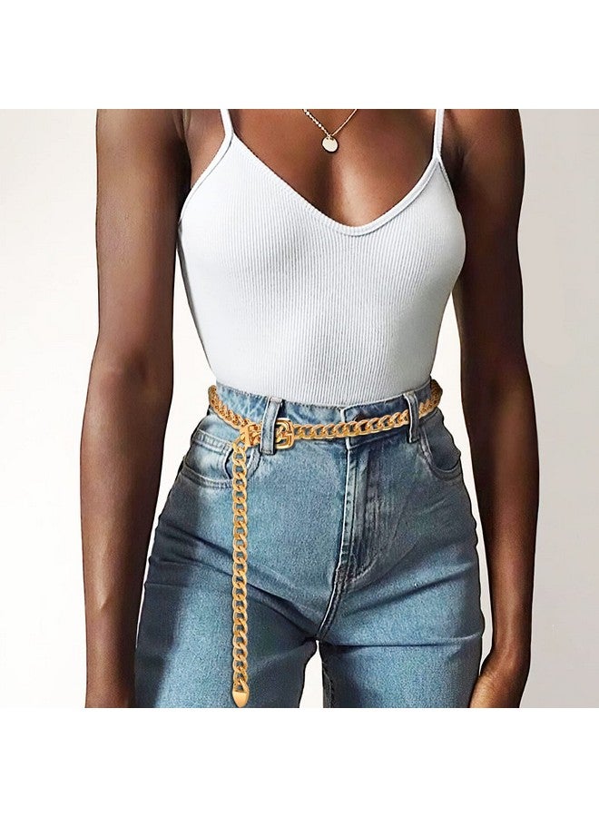 Waist Chain Belt Women Girls Adjustable Weave Body Link Belts For Jeans Dresses Gold M