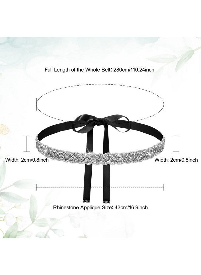 Bridal Belt Rhinestone Wedding Belts For Bride Dress Women Crystal Sash Waistband For Wedding Evening Gown Black