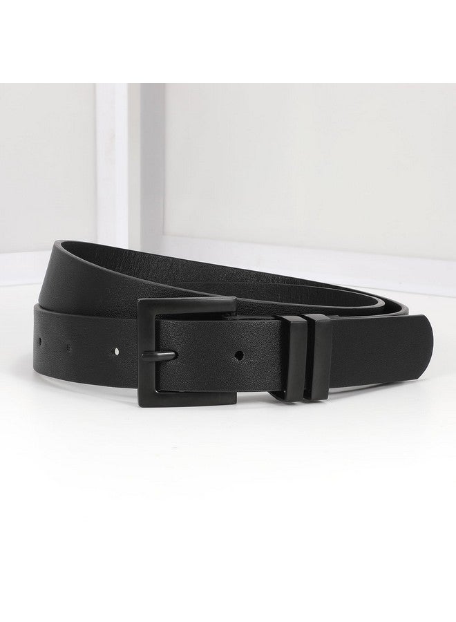 Women'S Leather Belt For Jeans Pants Dresses Fashion Ladies Belt Black Waist Belt For Womenblackm