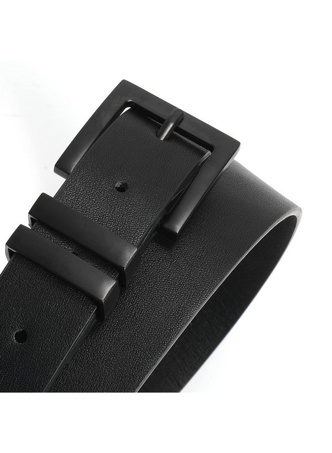 Women'S Leather Belt For Jeans Pants Dresses Fashion Ladies Belt Black Waist Belt For Womenblackm