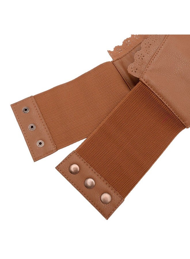 Womens Elastic Wide Band Laceup Corset Cinch Belt With Press Button Fit Waist 24.8
