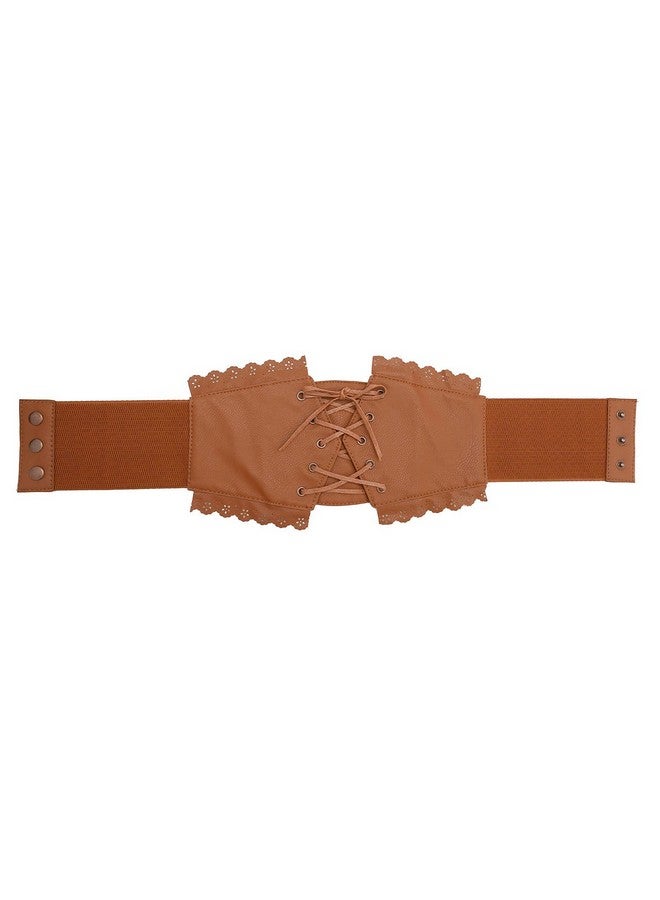 Womens Elastic Wide Band Laceup Corset Cinch Belt With Press Button Fit Waist 24.8