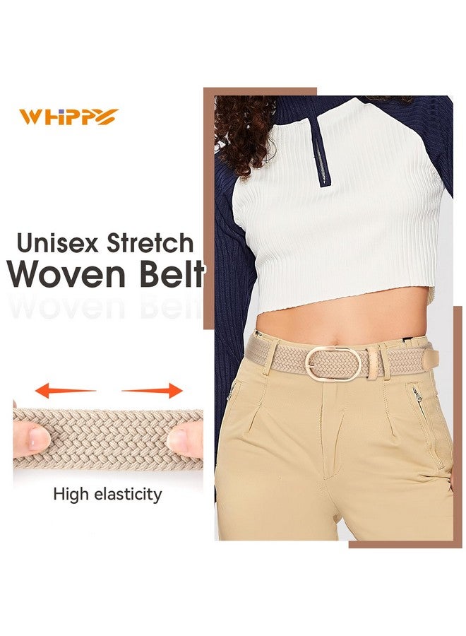 Braided Woven Stretch Belt Women Men Web Casual Unisex Mixed Color Woven Elastic Golf Belts For Jeans Pants S
