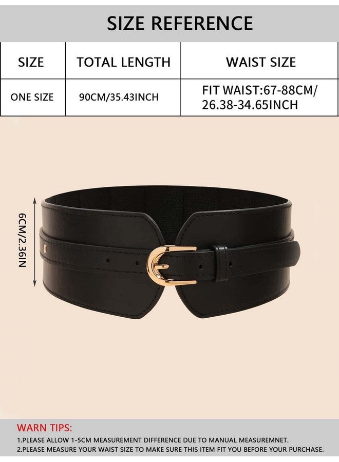 Women'S Leather Wide Belts Buckle Waist Belt Waistbands Black 80