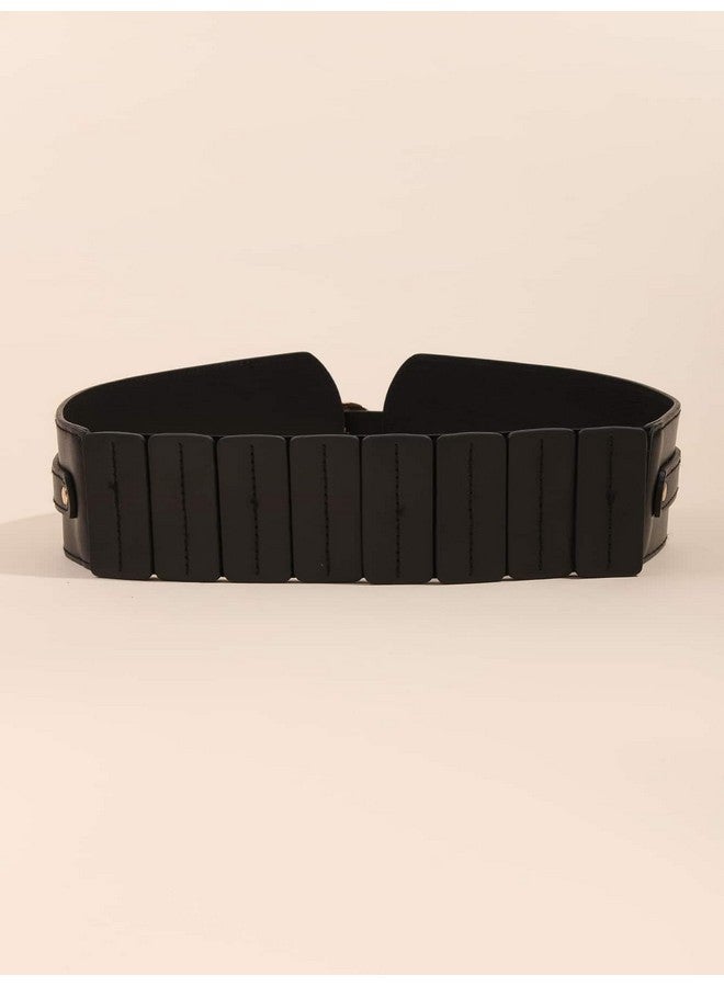 Women'S Leather Wide Belts Buckle Waist Belt Waistbands Black 80