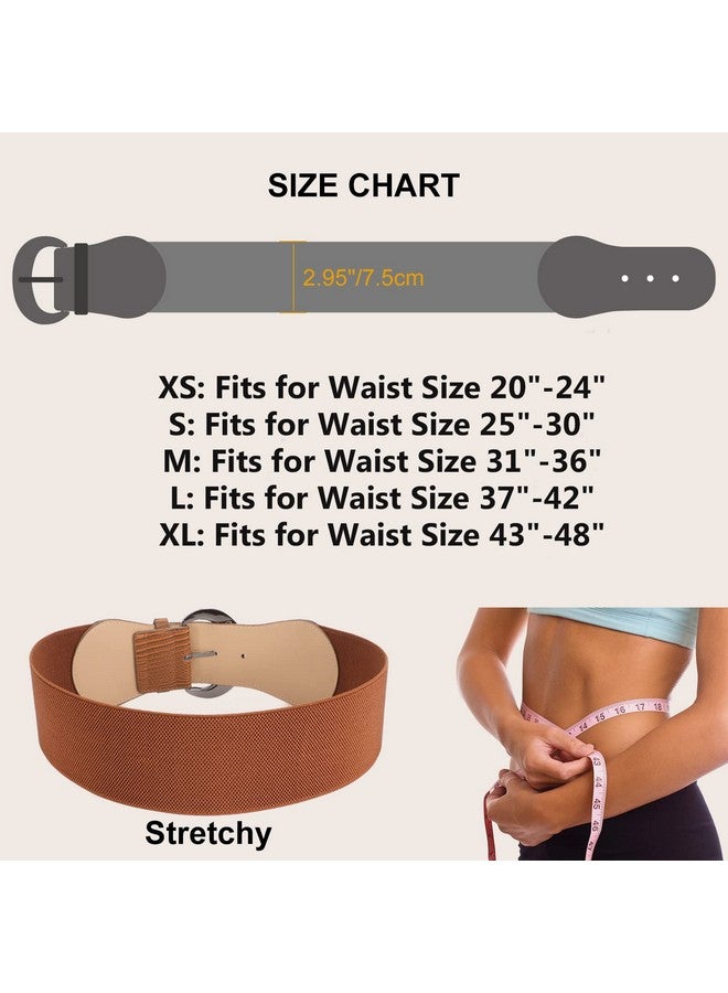 3 Pack Women Wide Elastic Waist Belt Vintage Stretchy Belt Waistband For Ladies Dresses Blackbrownbeige M