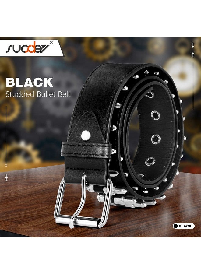 Black Studded Belty2K Silver Metal Grommet Belt For Men Women Punk Rock Style For Jeans Pants (Ablack 2834)