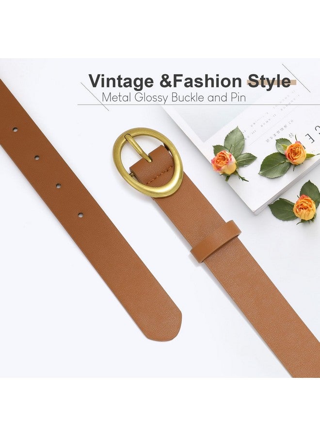 2 Pack Women Belts For Jeans Pants Dresses Fashion Waist Belt Gold Buckle For Womenblack Brown，M