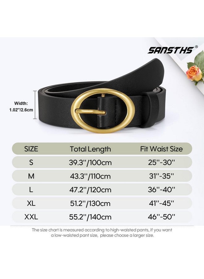 2 Pack Women Belts For Jeans Pants Dresses Fashion Waist Belt Gold Buckle For Womenblack Brown，M