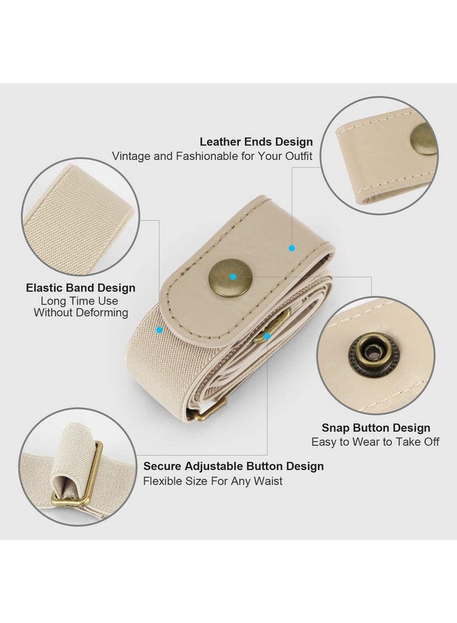 No Buckle Stretch Women Belt For Jeans Pants Elastic Buckle Free Invisible Belts For Women Or Men (Beige Fit Pants Size 2236 Inches)