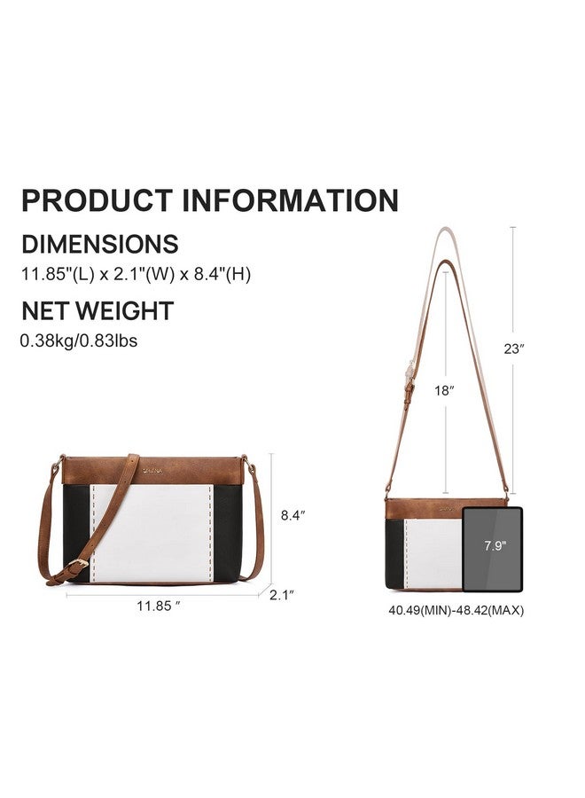 Crossbody Purses For Women Leather Crossbody Bags Shoulder Handbags With Adjustable Strap Brown With White And Black