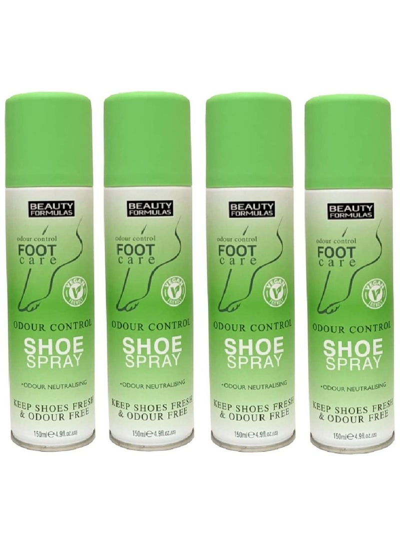 Beauty Formulas Odour Control Shoe Spray 150ml (PACK OF 4)