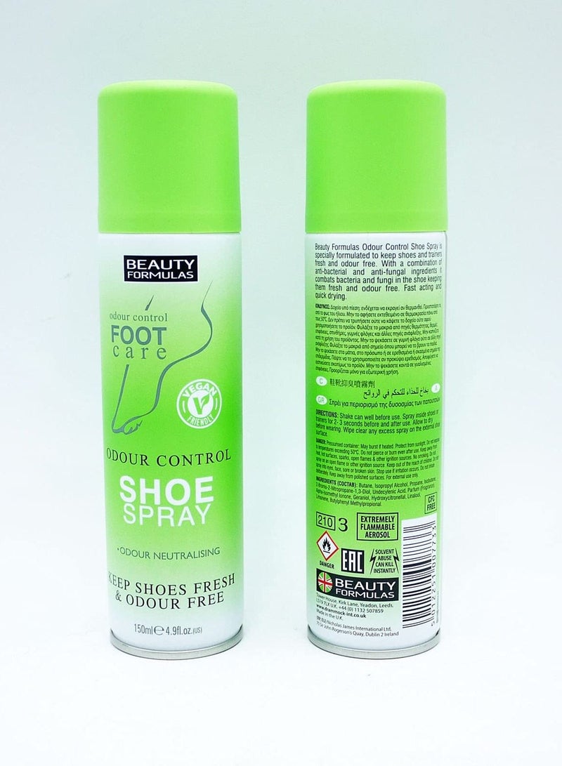 Beauty formulas odor control shoe spray 150ml pack of 2